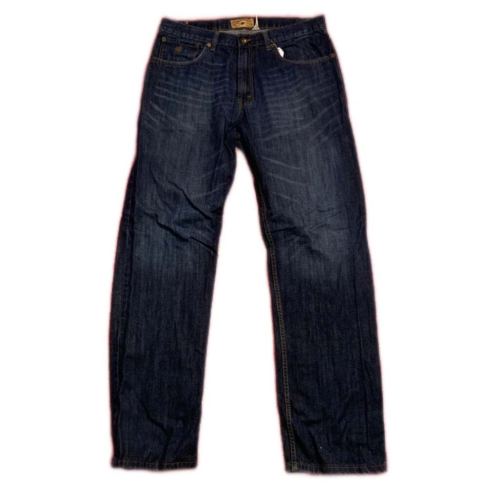 Rocawear Men's Blue Dark Wash Regular Fit Distressed Denim Y2K Jeans Size W40
